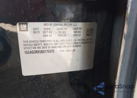 2013 Cadillac Ats Standard из США, поврежденный, VIN 1G6AG5RX5D0175978